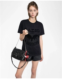 Женская короткая футболка Edwin из хлопка, черный Zadig&voltaire