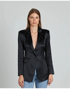 Женский блейзер в тонкую полоску с металлическим эффектом и передними карманами, черный Alma en pena.