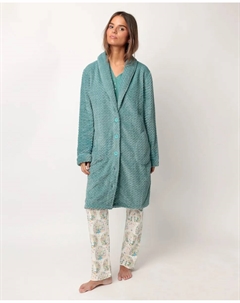Женский халат с длинными рукавами из теплой ткани цвета морской волны Admas