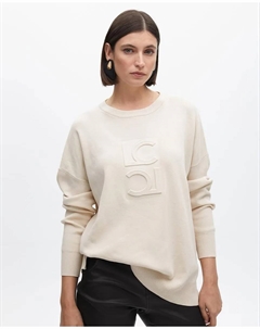 Женская толстовка с круглым вырезом и рельефным логотипом, бежевый Lola casademunt