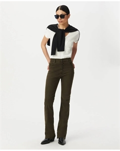 Женские прямые джинсы с пятью карманами на пуговицах, хаки Ikks