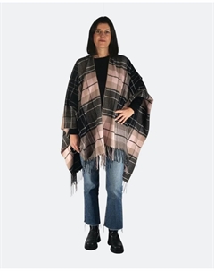 Вязаное пончо с эффектом фетра и бахромой, розовый Kbas