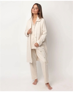 Женский халат с длинными рукавами из стеганой бежевой ткани Admas