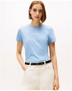 Женская футболка с накладным логотипом на груди, светло-голубой Tommy hilfiger