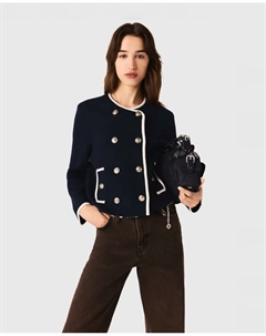 Женская структурированная вязаная куртка, темно-синий Maje