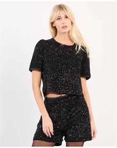 Женские короткие шорты с принтом и блестками, черный Lili sidonio