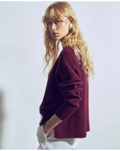 Джемпер с круглым вырезом, бордовый Сфера