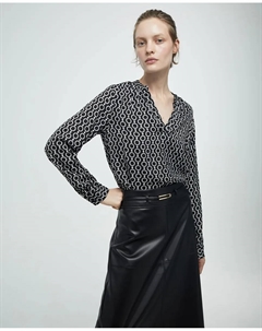 Рубашка с принтом свободного кроя, черный Сфера