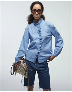 Романтичная хлопковая блузка, синий Сфера