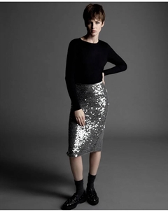 Юбка с пайетками до колена, серый Сфера