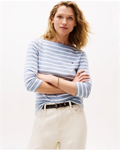 Женская облегающая футболка Cody с рукавом 3/4 и вырезом лодочка, светло-голубой Tommy hilfiger