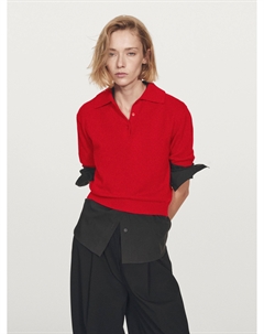 Трикотажный свитер с короткими рукавами из 100% кашемира, красный Massimo dutti