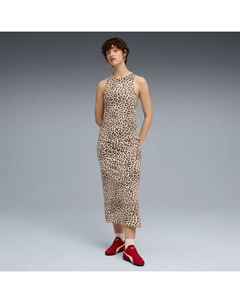 Женское облегающее платье с анималистичным принтом Leopard Luxe, белый Puma