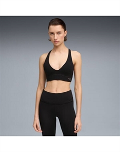 Женский спортивный бюстгальтер с низкой ударной нагрузкой, отводящий влагу Shapeluxe Plunge, черный Puma