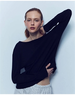 Футболка с ажурной вязкой, черный Сфера