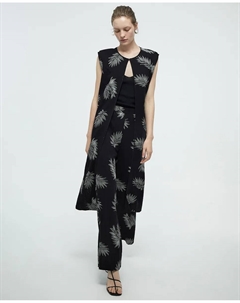 Пуховик из льняного материала, черный Сфера