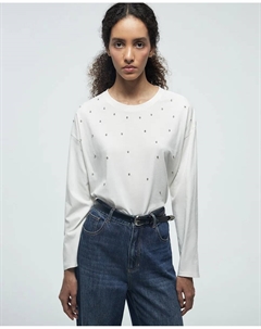 Футболка с стразами, белый Сфера