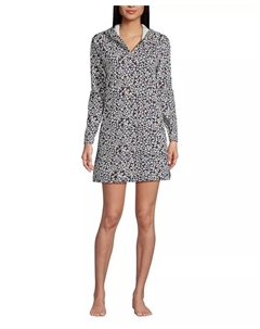 Женское платье-халат с капюшоном и длинным рукавом Petite Cotton Jersey для плавания, синий Lands' end