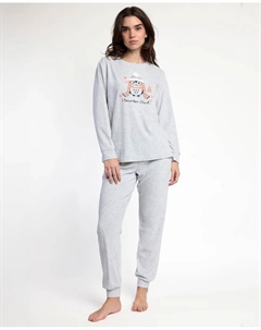 Женская пижама с длинными штанинами из мягкого серого бархатного материала, серый Admas