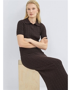 Джемпер поло с косами, Коричневый Ostin