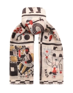 Шаль Алфавит авангард из кашемира и шерсти Gourji