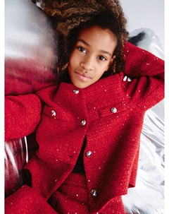 Укороченный твидовый жакет для девочек Sela