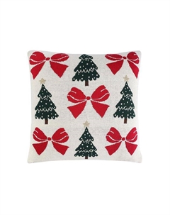 Подушка вязаная с принтом Christmas Bows New Year Essential Tkano