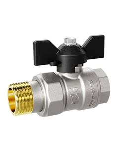 Кран шаровой латунный 1 ВР(г) х 1 НР(ш) бабочка со сгоном прямой (LD 47.316.25) Ld pride