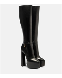 Сапоги Nico из кожи на платформе до колена, Noir Saint laurent