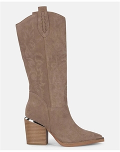 Женские ботильоны на широком каблуке с заостренным носком, бежевый Alma en pena.