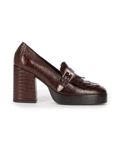 Женские кожаные лоферы на каблуке, коричневый The kooples