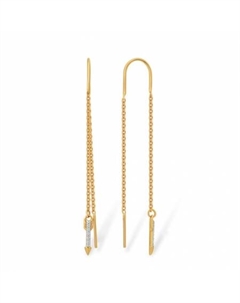 Золотые серьги протяжки с фианитами Efremof