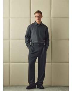 Широкие брюки из смесовой шерсти, Серый Ostin