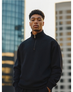 Свитшот мужской черный из футера с начесом Mark formelle