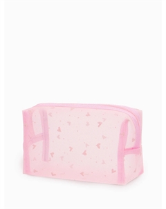 Косметичка женская hearts, с рисунком, сетка, на молнии, розовая Nobrand
