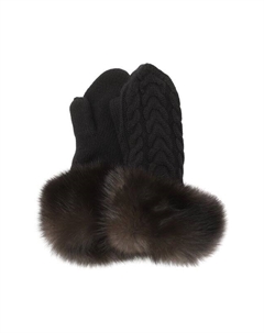 Утепленные варежки с отделкой из соболя Black sable