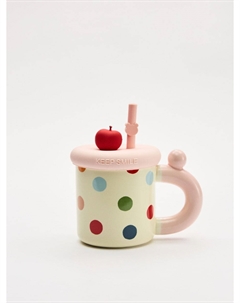 Детская кружка из фаянса с силиконовой крышкой Sela