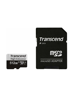 Карта памяти MicroSDXC 512GB TS512GUSD350V 350V (высокой надёжности), UHS-I Class 10 U1, с адаптером Transcend