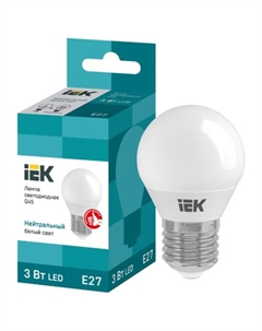 Лампа светодиодная E27 шар/G45, 3Вт, 4000K / нейтральный свет, 216лм, IEK (LLE-G45-3-230-40-E27) Iek