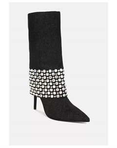 BASSO Party Diamante Stiletto ботинки для женщин с шипами, черный London rag