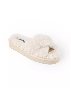 Женские тапочки с перекрестными ремешками из искусственного меха Teddy, коричневый Minnetonka