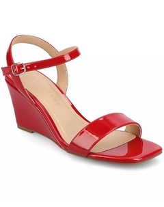 Женские босоножки Clayr на танкетке с ремешком на щиколотке, красный Journee collection