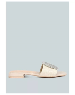 Босоножки-слипоны Ollilie, украшенные брошью из стразов, загар/бежевый London rag