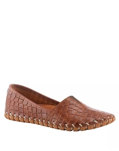 Kathaleta-Croco Leather Slip-On Comfort Туфли на плоской подошвеs с поддержкой свода стопы и съемной стелькой, загар/бежевый Spring step