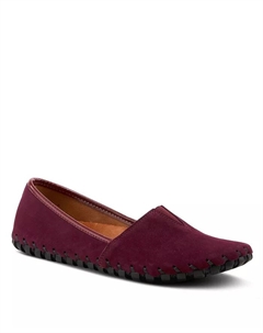 Kathaleta Suede Slip-On Comfort Туфли на плоской подошвеs с V-образной эластичной выемкой, поддержкой свода стопы и съемной стелькой, красный Spring step