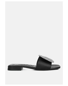 Босоножки-слипоны Ollilie, украшенные брошью из стразов, черный London rag