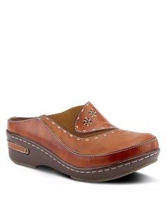 L Artiste Women s CHINO кожаный сабо с открытой пяткой, ручной росписью, тиснением и эластичной вставкой, мультиколор L'artiste