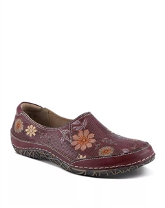 Women's Libora-Delite Роспись Вручную Кожаные Цветочные Слипоны Со Съемной Стелькой, красный L'artiste