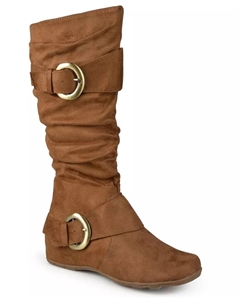 Женские сапоги Jester Wide Calf с плиссировкой и пряжкой на голенище, загар/бежевый Journee collection