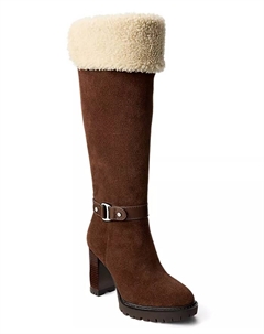 Женские сапоги Tasha на высоком каблуке из замши и овчины, коричневый Lauren ralph lauren